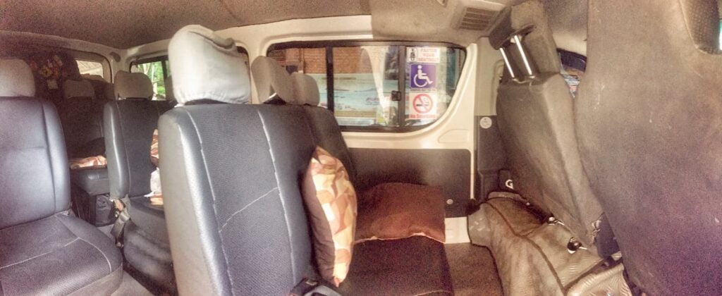 Inside the van transports from Puerto Princessa to El Nido