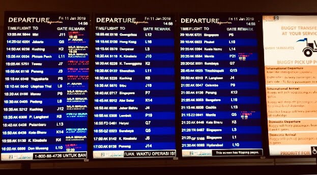 Departure screen at airport