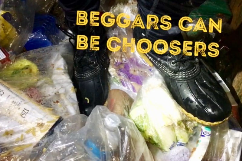 beggars can be choosers in the dumpster