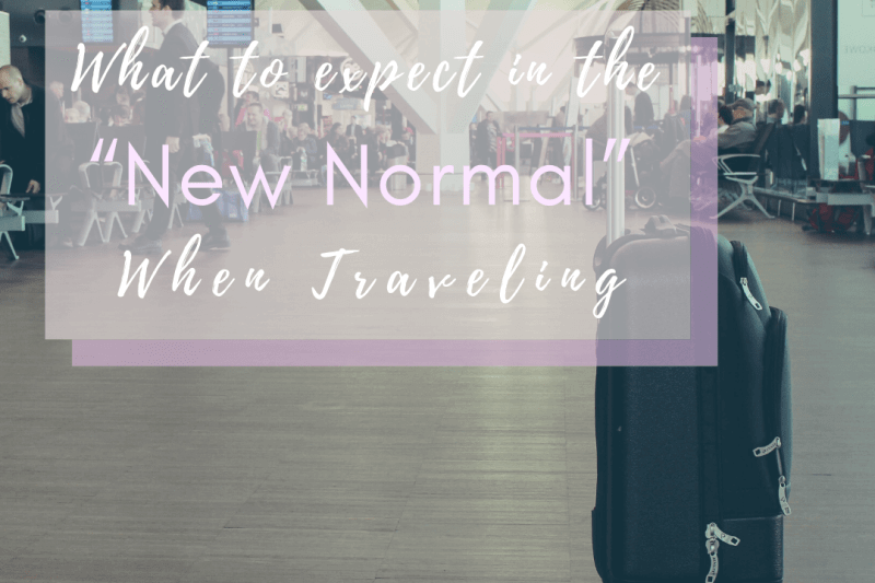 what to expect the new normal when traveling pin with a bag inside the airport in background