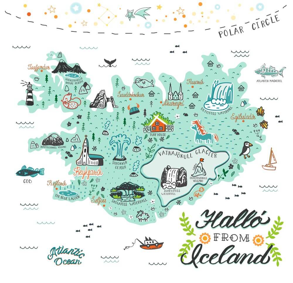 Map of Iceland for  your upcoming Icelandic adventure.