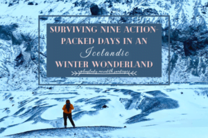 surviving nine action-packed days in an icelandic winter wonderland pin with Meredith in snowy scenery
