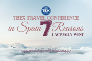 TBEX travel conference in spain 7 reasons I actually went pin by Meredith with background of above the clouds