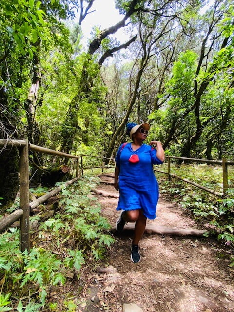 Meredith San Diego solo traveling in Tenerife at the Laurel Forest in La Goma